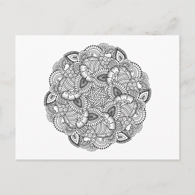 Round Doodle Design Postcard (Front)
