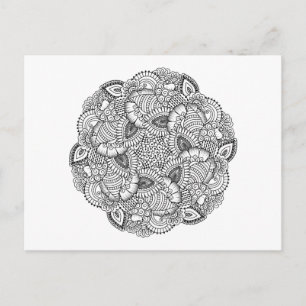 Round Doodle Design Postcard