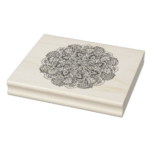 Round Doodle Rubber Stamp