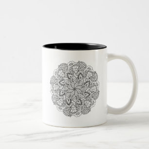 Round Doodle Two-Tone Coffee Mug