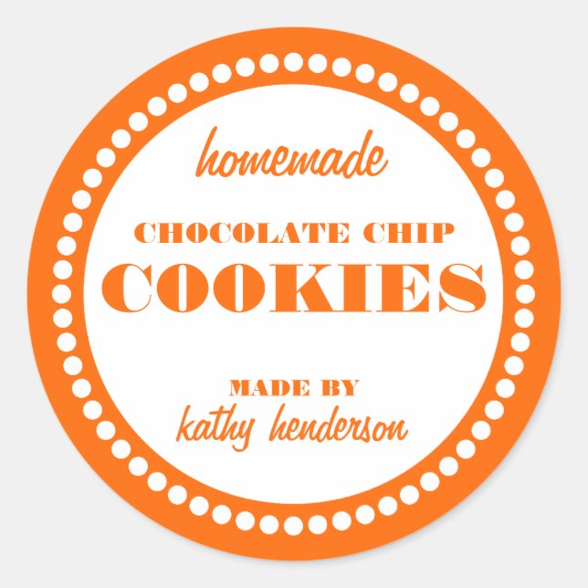 Round Dot Chocolate Chip Cookie Label Template (Front)