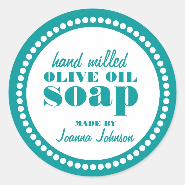 Round Dot Frame Handmade Soap Label Template (Front)