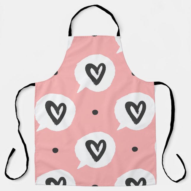 Round dots and bubbles of speech with outlines of  apron (Front)