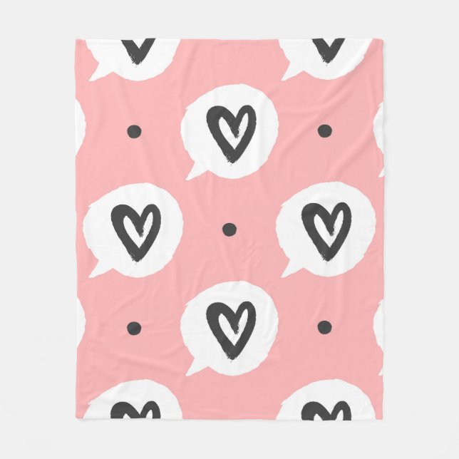 Round dots and bubbles of speech with outlines of  fleece blanket (Front)