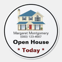 Round double sided open house realtor sign