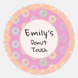 Round Doughnut Touch Pink Custom Stickers