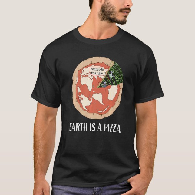 Round Earth Fun Society Earth Is A Pizza The World T-Shirt (Front)