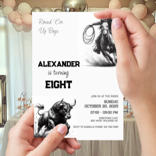 Round 'Em Up Boys Cowboy Birthday Party Invitation