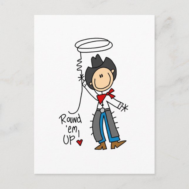Round Em Up Cowboy Tshirts and Gifts Postcard (Front)