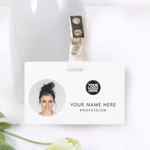 Round Employee Photo, QR Code, Logo, Name ID Badge