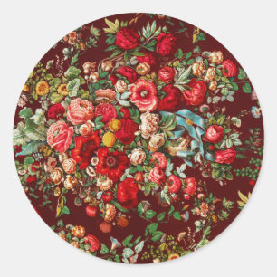 ROUND ENVELOPE SEAL STICKER FLORAL VINTAGE CHINTZ