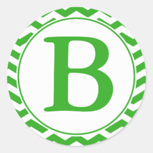 Round Envelope Seal with Monogram - Green Chevrons