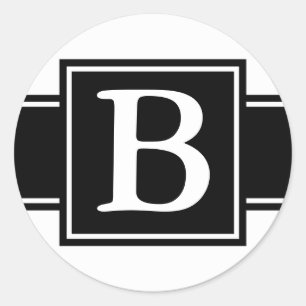 Round Envelope Seals with Monogram - Black & White