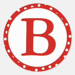 Round Envelope Seals with Monogram - Red Dots