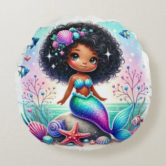 Round Esme Mermazing Mermaid Throw Pillow