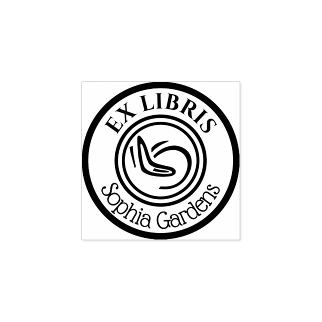 Round Ex Libris Boomerang Rubber Stamp (Imprint)