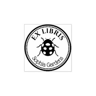 Round Ex Libris - Ladybird Rubber Stamp