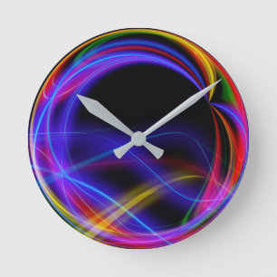 Round faced wall clock with funky design