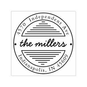 Round Family Name Return Address Self-Inking Stamp