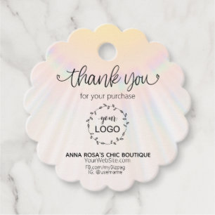 *~* Round Fancy Rainbow Sunbeams Hearts Thank You Favour Tags