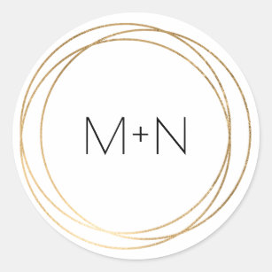 Round Faux Gold frame monogram envelope seals