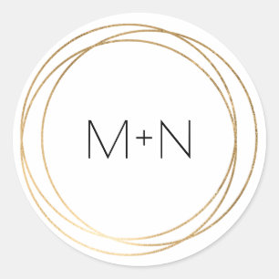 Round Faux Gold frame monogram envelope seals