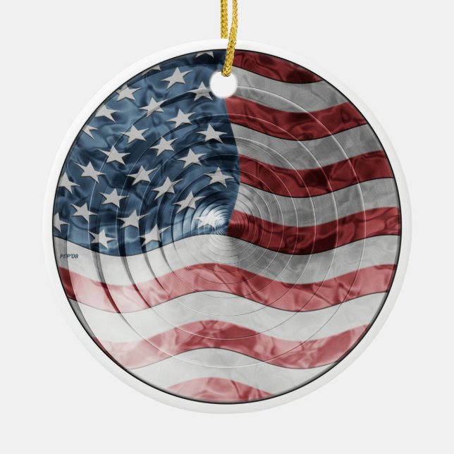 Round Flag Ceramic Tree Decoration (Front)