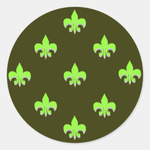 Round Fleur de Lis Stickers ACID GREEN