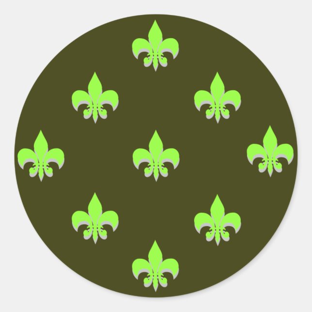 Round Fleur de Lis Stickers ACID GREEN (Front)