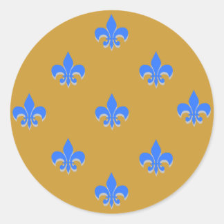 Round Fleur de Lis Stickers Brilliant BLUE