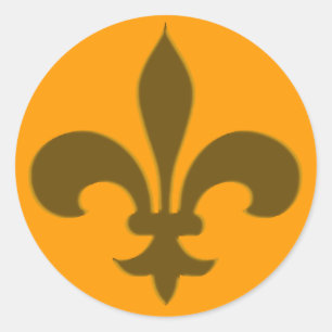 Round Fleur de Lis Stickers DARK GOLD