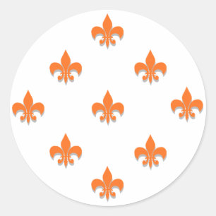 Round Fleur de Lis Stickers ORANGE