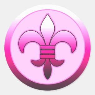 Round Fleur de Lis Stickers PINK
