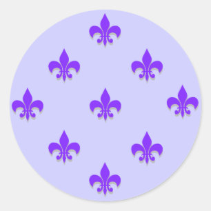 Round Fleur de Lis Stickers PURPLE