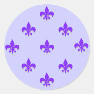 Round Fleur de Lis Stickers PURPLE