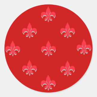 Round Fleur de Lis Stickers RED