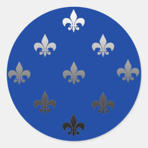 Round Fleur de Lis Stickers Silver