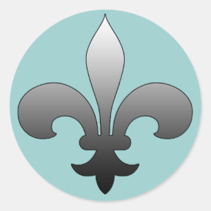 Round Fleur de Lis Stickers SILVER