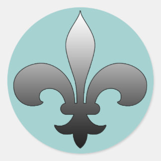 Round Fleur de Lis Stickers SILVER