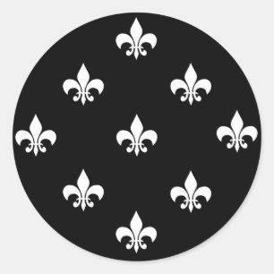 Round Fleur de Lis Stickers WHITE