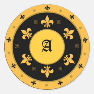 Round Fleur de Lis Stickers with Customisable Text