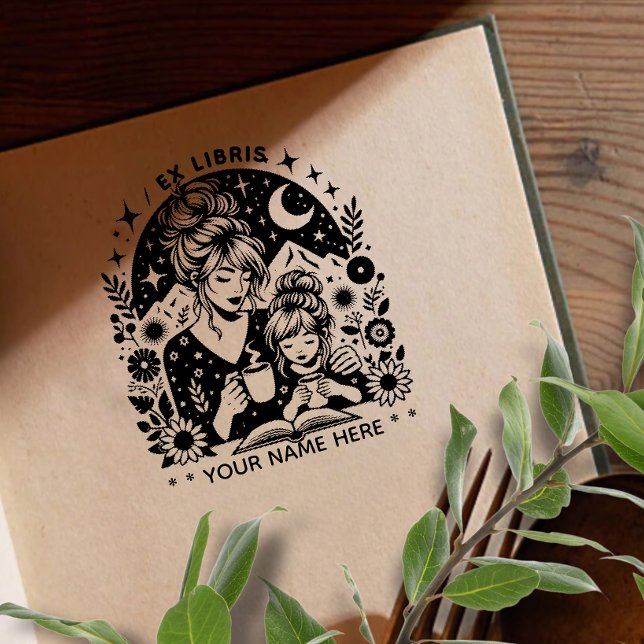 Round Floral Fantasy book lover ex libris stamp (Creator Uploaded)