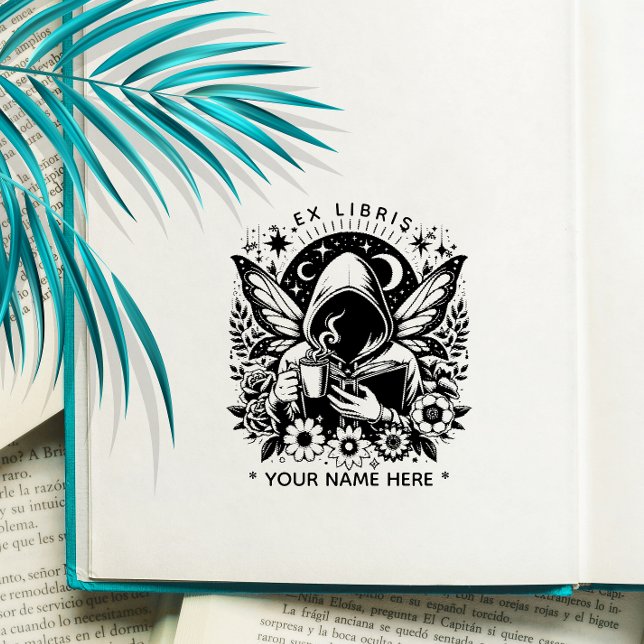 Round Floral Fantasy butterfly ex libris stamp (Creator Uploaded)