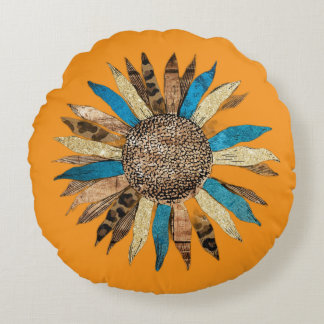 Round Floral Pillow | Minimalist Orange Flower