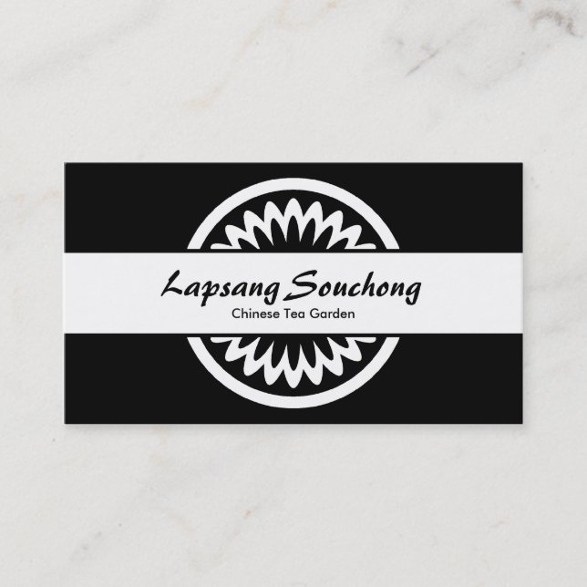 Round Flower - Black Business Card (Front)