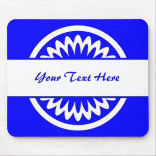 Round Flower - Blue Mouse Pad