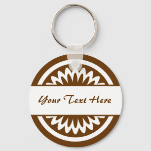Round Flower - Brown Key Ring
