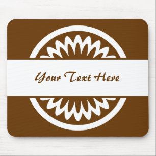 Round Flower - Brown Mouse Pad