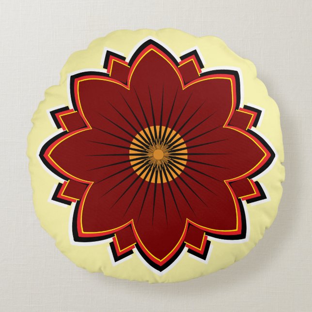 Round Flower Pillow - Floral Design (Front)