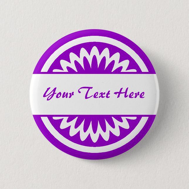 Round Flower - Purple 6 Cm Round Badge (Front)